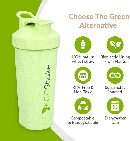 Eco Shake, your eco-friendly bottle: shaker bottle for the health-conscious & environmentally friendly. 100% biodegradable Wheat Straw, 20-ounce in Saudi Arabia