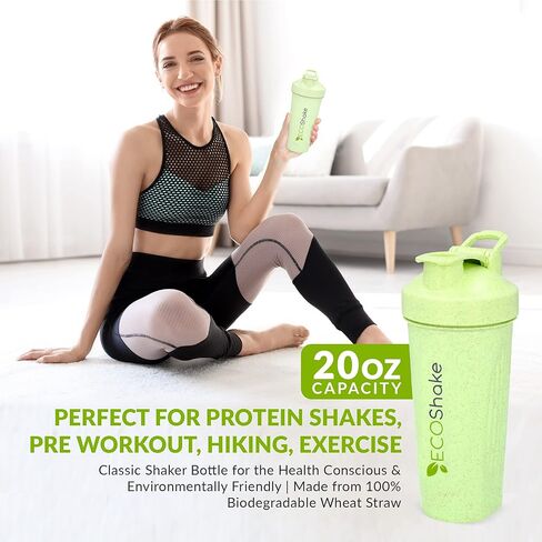 Eco Shake, your eco-friendly bottle: shaker bottle for the health-conscious & environmentally friendly. 100% biodegradable Wheat Straw, 20-ounce in Saudi Arabia