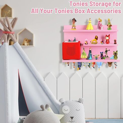 PHOENANCEE Magnetic Wall Shelf for Tonies Audio Play Character and Toniebox,Figures Floating Shelves Wooden for Tonie Storage Display,Compatible Charging Station for Children Kid's Room(3-Layered) in Saudi Arabia