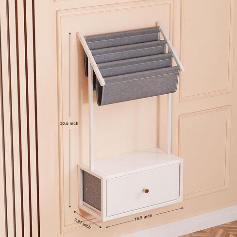 Wall Mounted Floating Nightstand, Floating Bedside Table with 3-Tier Vinyl Record Wall Mount, Vintage Natural Wood Floating Shelf for Living Room, Bedroom, Office (Black) in Kuwait