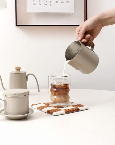 Milk Frothing Pitcher 14OZ 20OZ(400ml 600ml) Stainless Steel Milk Espresso Steaming Pitcher Barista Cup For Making Coffee for Cappuccino Precision Latte Barista Art UBENKAKU(14 oz) in Saudi Arabia