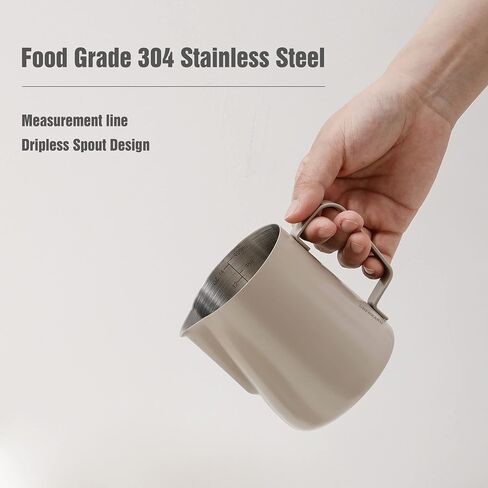 Milk Frothing Pitcher 14OZ 20OZ(400ml 600ml) Stainless Steel Milk Espresso Steaming Pitcher Barista Cup For Making Coffee for Cappuccino Precision Latte Barista Art UBENKAKU(14 oz) in Saudi Arabia