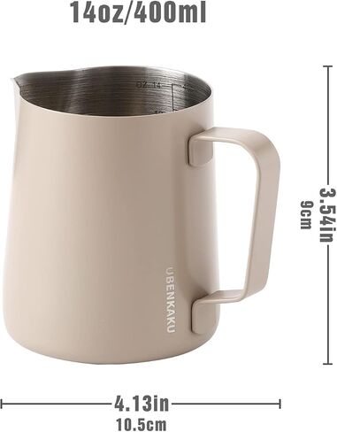 Milk Frothing Pitcher 14OZ 20OZ(400ml 600ml) Stainless Steel Milk Espresso Steaming Pitcher Barista Cup For Making Coffee for Cappuccino Precision Latte Barista Art UBENKAKU(14 oz) in Saudi Arabia