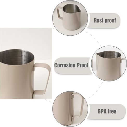 Milk Frothing Pitcher 14OZ 20OZ(400ml 600ml) Stainless Steel Milk Espresso Steaming Pitcher Barista Cup For Making Coffee for Cappuccino Precision Latte Barista Art UBENKAKU(14 oz) in Saudi Arabia