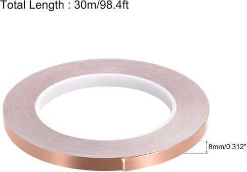 uxcell Single-Sided Conductive Tape Copper Foil Tape Adhesive 8mm x 30m/98.4ft for Guitar,EMI Shielding Crafts, Electrical Repairs 2pcs in Saudi Arabia