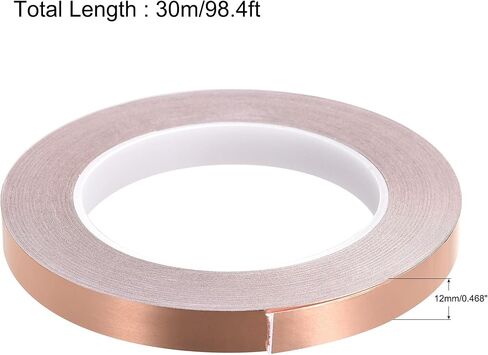 uxcell Single-Sided Conductive Tape Copper Foil Tape Adhesive 8mm x 30m/98.4ft for Guitar,EMI Shielding Crafts, Electrical Repairs 2pcs in Saudi Arabia