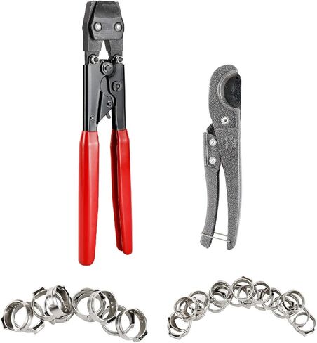 Pipe Fitting Tool Kit, PEX Crimping Clamp Cinch Tool for 3/8"to 1" Stainless Steel Clamps, Pipe Hose Cutter, 1/2" 20PCS and 3/4" 10PCS PEX Clamps in Saudi Arabia