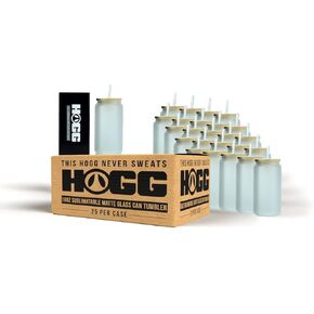 Hogg 16oz Sublimatable Matte Glass Can Tumbler Case (25 Pack) DIY, Customizable, Add Logo, Vinyl, Alcohol Ink, or Glitter & Epoxy To Any Cup. Bulk/Wholesale Sublimation Tumblers