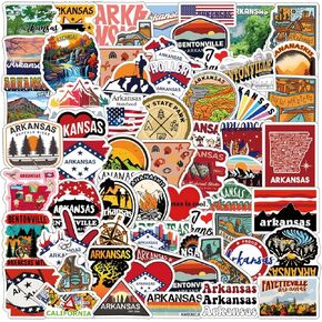 62Pcs Arkansas Stickers Pack, US State Aesthetic Vinyl Waterproof Sticker Decals for Water Bottle,Laptop,Phone,Skateboard,Scrapbooking,Bumper Gifts for Kids Teens Adults Fans for Party Supply…