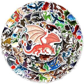 100Pcs Magic Dragons Stickers, Pterosaur Fantasy Dragon Vinyl Waterproof Decals for Water Bottles, Luggage, Computer, Cellphone, Skateboard, Dragons Stickers for Kids Teen