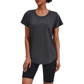 COOrun Workout Tops for Women Loose Fit Yoga Shirts Mesh Open Back Women Active Sports Running Clothing