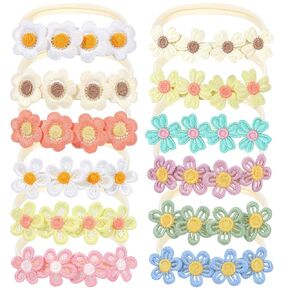 12pcs Baby girl Headbands Flower Headband for Baby Girl Nylon Elastic Hair Band Daisy Headband Toddler Hair Accessories for Newborn Infant