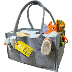 Baby Diaper Caddy Organizer Portable Newborn Shower Basket Gifts Storage Changing Wipes Bag Car Nursery Infant Boy or Girl Baby (Ash)