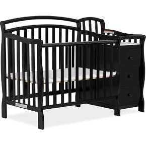 Casco 3-In-1 Mini Crib And Changing Table In Black, Convertible Crib, Made Of Pinewood, Three Position Adjustable Mattress Height Settings in Kuwait