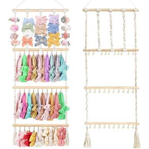 Headband Holder Bows Organizer For Girls Hair Bow Hanger, Baby Bow and Headband Accessories Organizer, Bow Storage For Girls Hair Bows Wall Hanging Decor for Toddler Baby Girls Room (Boho)