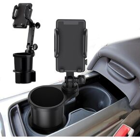 Cell Phone Holder for Car, Car Cup Holder with Phone Mount, Multifunctional Cup Holder, 360 Degrees Rotation Cup Holder Cellphone Mount, 2-in-1 Cup Holder Expander Adapter Fits All Smartphones