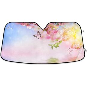 Peace Car Windshield Sun Shade Love Symbol Two Fingers Hippie Colorful Foldable UV Ray Sun Visor Protector Sunshade to Keep Your Vehicle Cool (55" x 27.6")