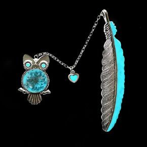 Metal Bookmark Retro Feather Owl Luminous Mark Glow in The Dark Bookmarks for Women Men Kid Book Lover Gift