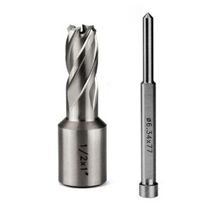 OSCARBIDE 1/2"x1"Annular Cutter,3/4 inch Weldon Shank,1/2 inch Cutting Diameter,1 inch Depth of Cut,2 Flat Mag Drill Bit with Pilot Pin for Magnetic Drill Press,1 Piece