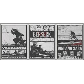 Ouroboros Art & Design - Berserk Vagabond Vinland Saga Anime Posters - 3 Pieces - 12x16'' Inch - Unframed