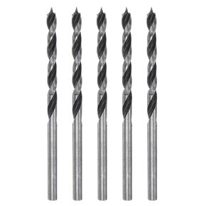 HARFINGTON 5pcs Brad Point Drill Bits 7mm (9/32") Dia Straight Round Shank Metric Brad Point Spiral Twist Drill Bits for Softwood Hardwood Plywood Plastic Rubber, Silver Tone