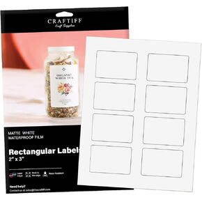 2x3 inch Rectangle Stickers Labels Matte White, Pack of 200, for Inkjet and Laser Printer, Vinyl Sheets Packaging Address Mail Business Craftiff