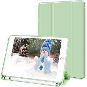 Aoub Case for iPad Mini 5 2019 with Pencil Holder, Slim Lightweight Trifold Stand Smart Cover, Soft TPU Back Cover Case for iPad Mini 5th Generation 7.9 inch, Auto Sleep/Wake (Gray White)