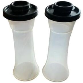 Tupperware Large Hourglass Salt and Pepper Shaker Set Black Seal