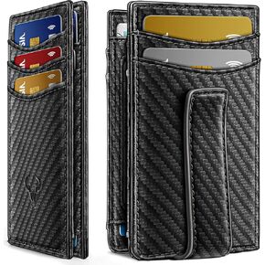 BULLIANT Magnetic Closure Slim Wallet-Genuine Leather Front Pocket Wallet for Men,RFID Blocking,Holds 12 Cards and Money Clip