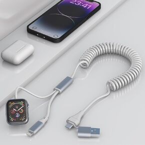 Charging Cord for Samsung Galaxy Watch 6/5/4/3 Charger - 100W USB C Galaxy S23/S22/Z/A Series Phone Multi Charging Cable, 3M/10Ft USB A/USB C to Micro USB+Lightning+Type C+Samsung Watch Charger Cable