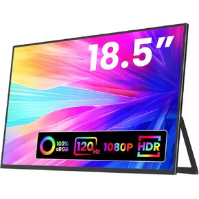 شاشة KOHO كبيرة محمولة - شاشة ألعاب كمبيوتر مقاس 18.5 بوصة 120 هرتز 100% sRGB FHD 1080P USB-C HDMI IPS شاشة لأجهزة الكمبيوتر المحمول MacBook Surface PC PS4/PS5 Xbox مع مكبرات صوت بمسند VESA قابلة للتركيب in Kuwait