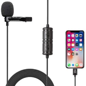 XINYING 6M/19FT Professional Lavalier Lapel Microphone Omnidirectional Condenser Mic Compatible with iPhone 13/12/11/8/7,iPhone X/XS/XR,YouTube Facebook Interview Video Recording