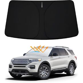 D-Lumina Winshield Sun Shade for Fo-rd Explorer 2020 2021 2022 2023 2024, Foldable Front Sun Shield Protector Blocks UV Rays, Window Sunshade Sun Visor Interior Accessory