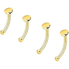 ZS 2 Pairs Stainless Steel Eyebrow Rings, 16G Curved Belly Rings Navel Barbell Helix Daith Tragus Earrings, 8/10mm Spike Vertical Labret Lip Piercing Jewelry