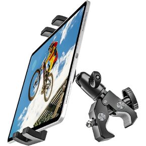 Aluminum Spin Bike Tablet Mount Camera Clamp, Handlebar Clip Tablet Holder for Exercise Bicycle, Indoor Treadmill, Stationary Bike for iPad Pro 12.9, Air, Mini, iPhone, Fire HD, e-Books, 4-13" Devices