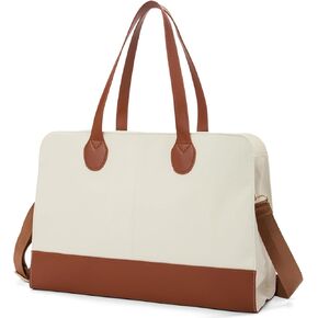 حقيبة كمبيوتر محمول مقاس 15.6 بوصة من القماش الكتاني حقيبة كمبيوتر أنيقة للعمل حقيبة يد مقاومة للماء حقيبة كتف احترافية للنساء حقيبة مكتب للعمل سعة كبيرة - بيج بني in Kuwait