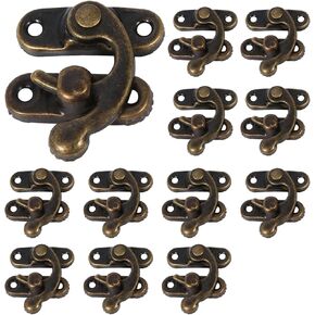 Vintage Hook Hasp, 12Pcs Jewelry Box Hardware Antique Left Latch Hook Hasp Bronze Box Latches Small Horn Lock Clasp for Wooden Jewelry Box