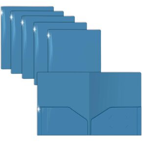 GOLD SEAL Extra Heavyweight Light Blue Plastic 2 Pocket Portfolio Folders, Premium Letter Size Folders, High Sheen Reflective Finish, 12 Pack Poly Folders, Light Blue
