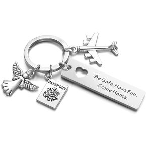 Guardian Angel Travel Keyring Engraved Be Safe Have Fun Come Home Keychain Airplane Passport Travelers Gifts Keyring