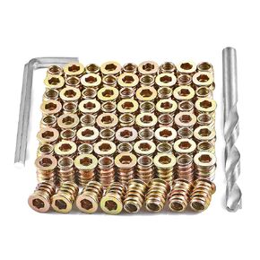 200 Pieces 1/4"-20 Wood Inserts Bolt Furniture Screw in Nut Threaded Fastener Connector Hex Socket Drive for Wood Furniture Assortment (200 Pcs 1/4"-20 x15mm)