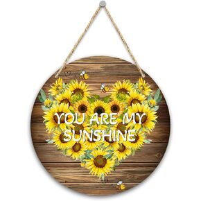 لافتة معلقة لديكور المنزل من الخشب المستدير من You Are My Sunshine Gifts، لوحة معلقة لديكور عباد الشمس هدية ملهمة، زخارف معلقة لمنزل المزرعة لغرفة النوم وغرفة المعيشة - 17 in Kuwait