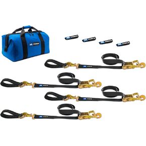 Mac's Tie-Downs Ultra Pack - 511218-2" Wide by 8' Long Tie-Down Straps with Detachable Axle Straps, Direct Hook Ends - Vehicle Tie-Down Package - Black