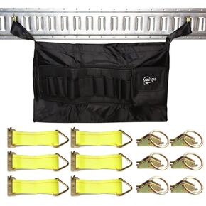 E Track kit E Track Storage Bag,6 Pieces E Track O Rings & 6 pieces E Track Rope Tie Offs,E Track Accessories for Enclosed Trailer,Workshop&Garage.(E-Track Rails NOT Included)