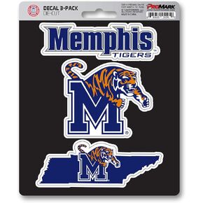 FANMATS NCAA Memphis Tigers Team Decal, 3-Pack, 61074 Blue