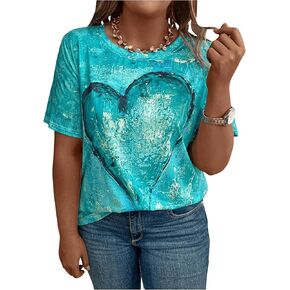SOLY HUX Women's Plus Size T-Shirts Summer Casual Tops Short Sleeve Crew Neck Printed Tshirt Graphic Tees