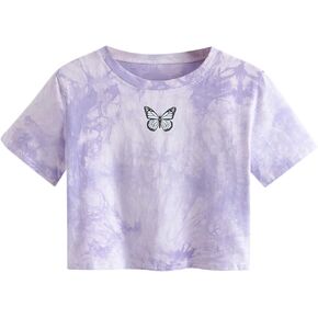 SweatyRocks Women's Short Sleeve Tie Dye Crop Top T Shirt Summer Casual Tees