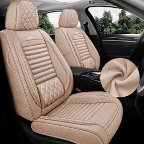 Seat Covers, Car Seat Covers Front Seats,Beige Car Seat Cover for Car, Front Car Seat Covers Leatherette Car Seat Protector Universal Fit Most Cars