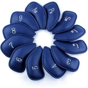 Scott Edward 12pcs Thick Synthetic Leather Golf Iron Head Covers Set Premium Nylon Velcro PU Golf Headcover Fit Most Brands