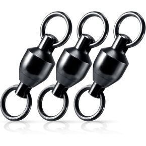 30-Pack Fishing Swivels Ball Bearing Swivels Fishing Tackle, High Strength Stainless Steel Solid Welded Rings Barrel Swivels Hook Line Connector with Black Nickel Coating Saltwater Freshwater Fishing