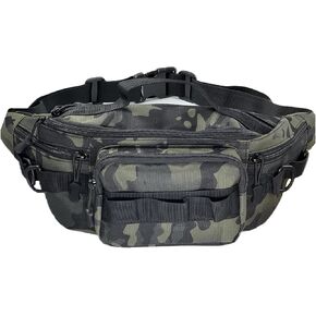 Fishing Fanny Pack-Fishing fanny pack for men-Easy to use and adjust Plenty of space for fishing waist pack(Black camouflage)